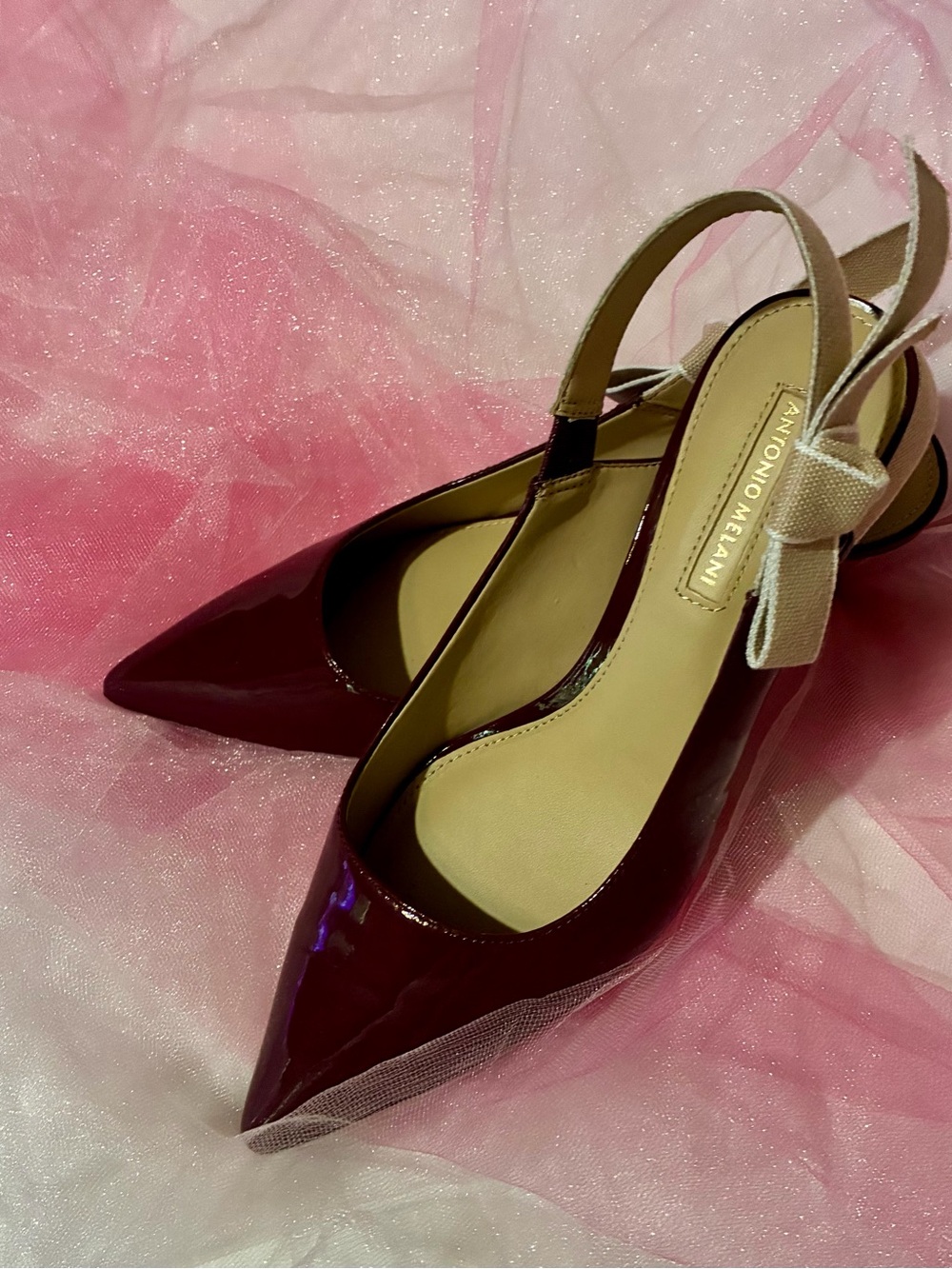 ANTONIO MELANI BEAUTIFUL Wine Red Slingbacks